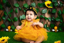 Load image into Gallery viewer, Mustard cupcake frock 3-6m
